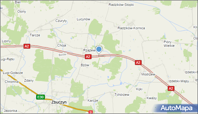 mapa Kolonia Rzążew, Kolonia Rzążew na mapie Targeo